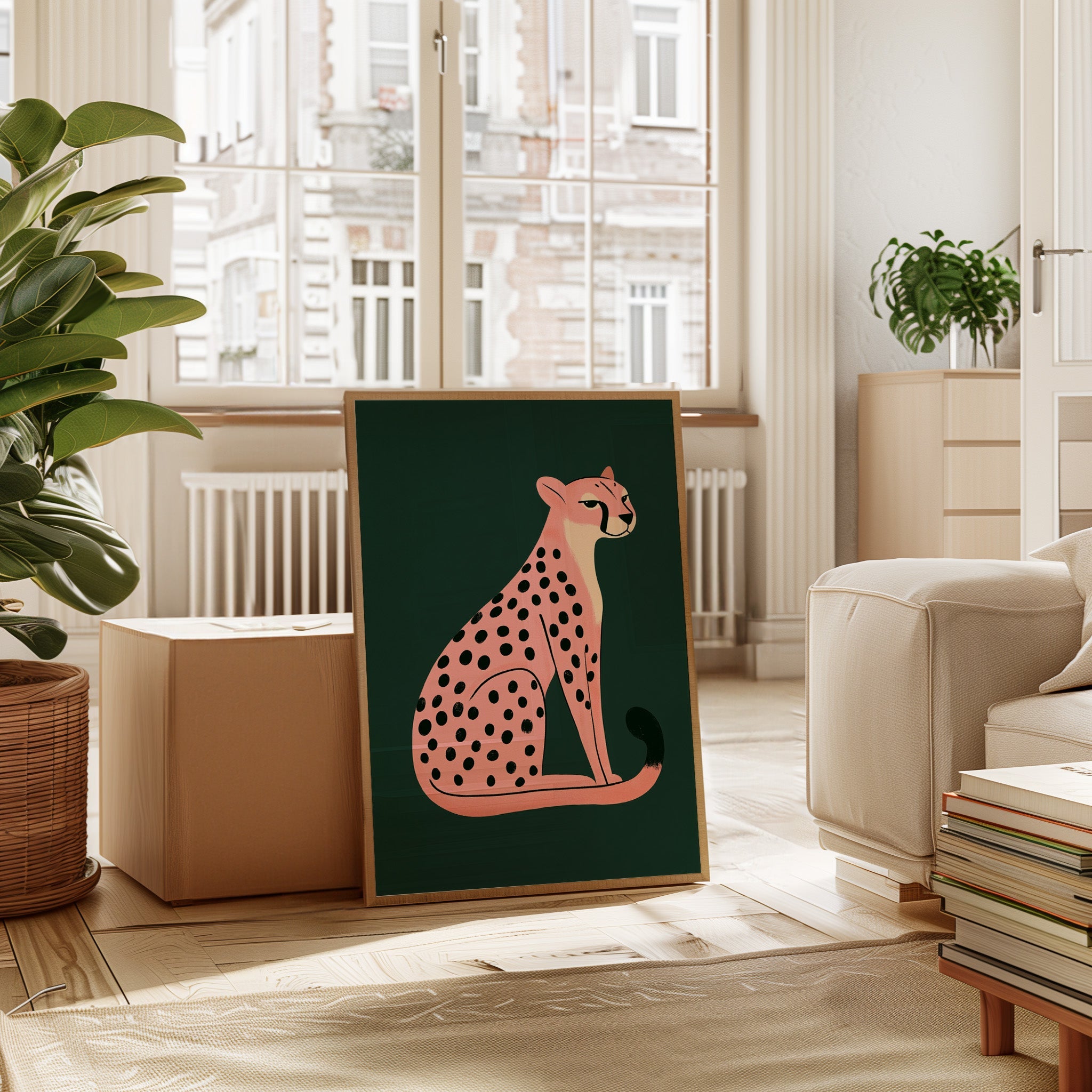 Sassy Coral Cheetah Illustration