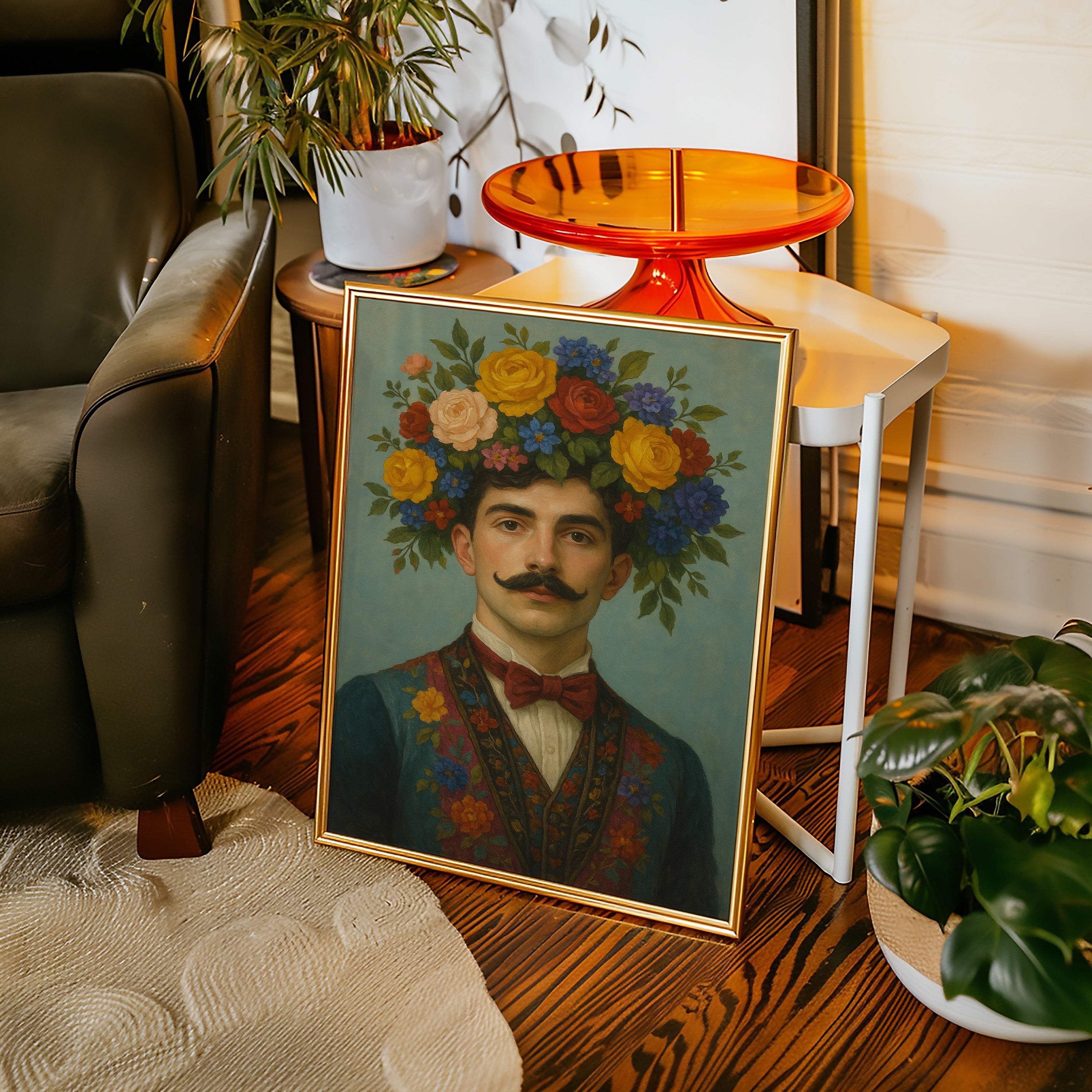 Floral Nobleman in Crimson Bowtie