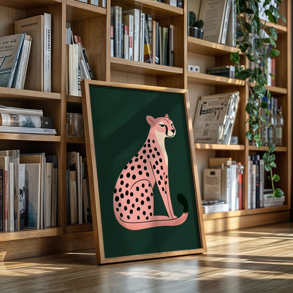 Sassy Coral Cheetah Illustration
