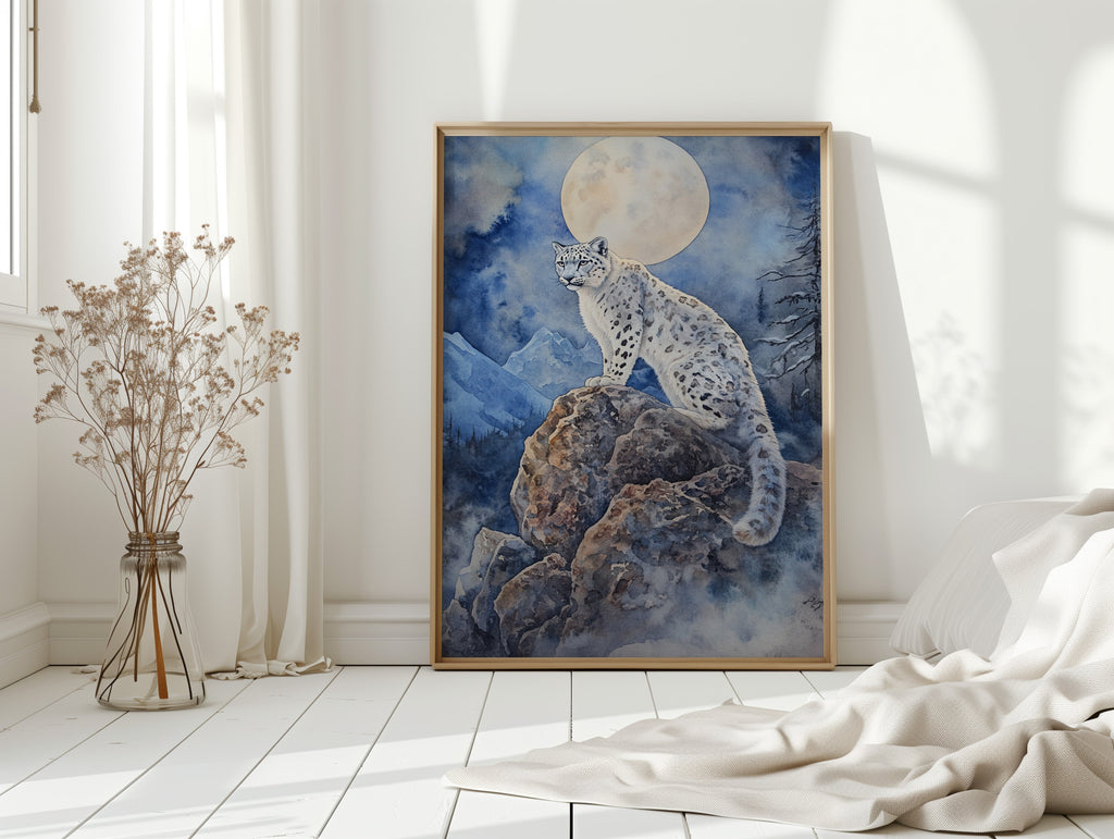 Moonlit Watch of the Snow Leopard